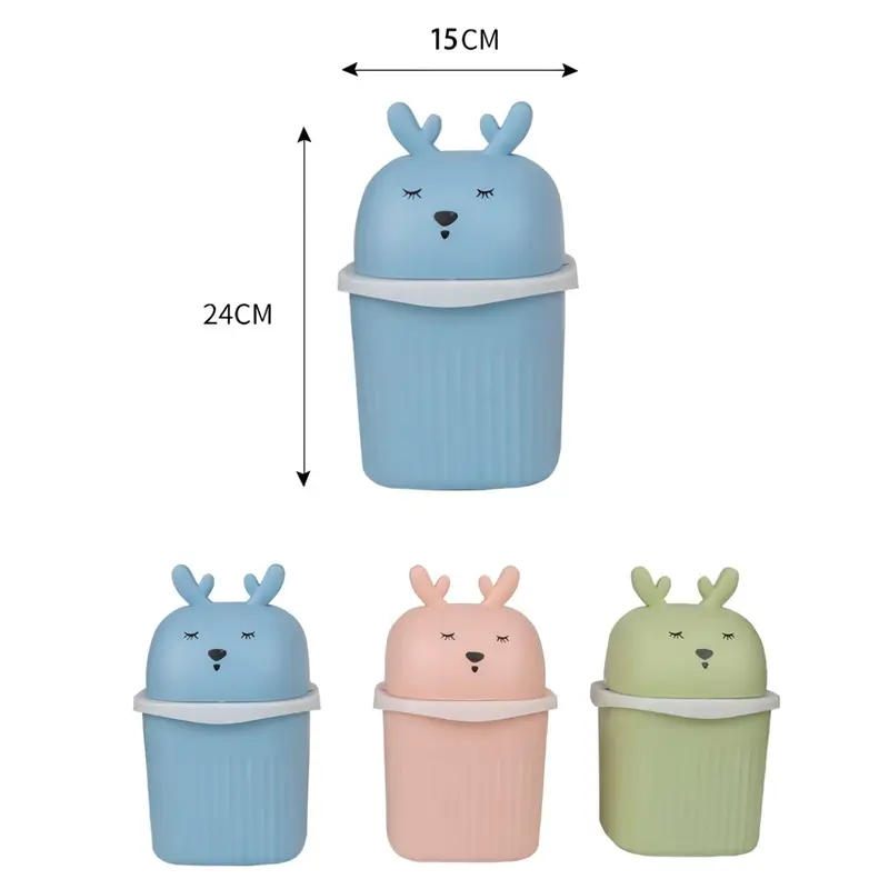 Tempat Sampah Meja Mobil Mini Kecil Multifungsi Motif Karakter Rusa Lucu-5434 7