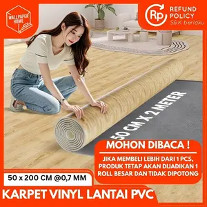 [Dikirimkan Jadi 1 Roll Tidak Dipotong] Karpet 50 x 200 cm | Panjang bertambah 50cm per pcs | lebarnya tetap 200cm | Karpet Lantai Vinyl PVC | Motif Kayu Anti Air & Noda
