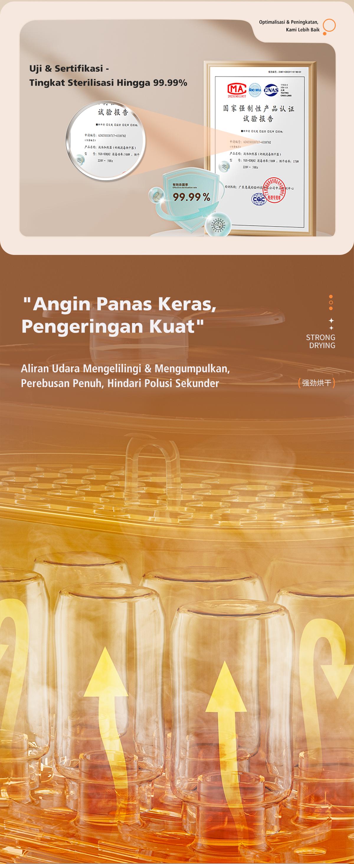 IICOBEAR Sterilizer Botol Bayi 99.9% Anti Bakteri Bottle Pengering Otomatis Kapasitas Besar