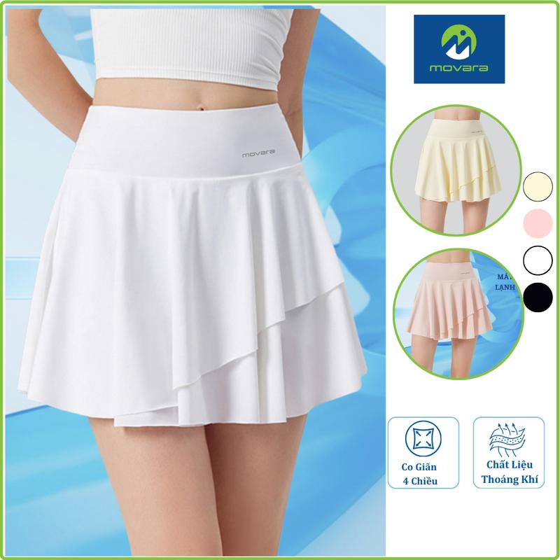 Chân Váy Thể Thao Nữ Movara Thun Lạnh 2 Tầng Kèm Quần Bảo Hộ Chơi Pickleball, Tennis, Cầu Lông MT04