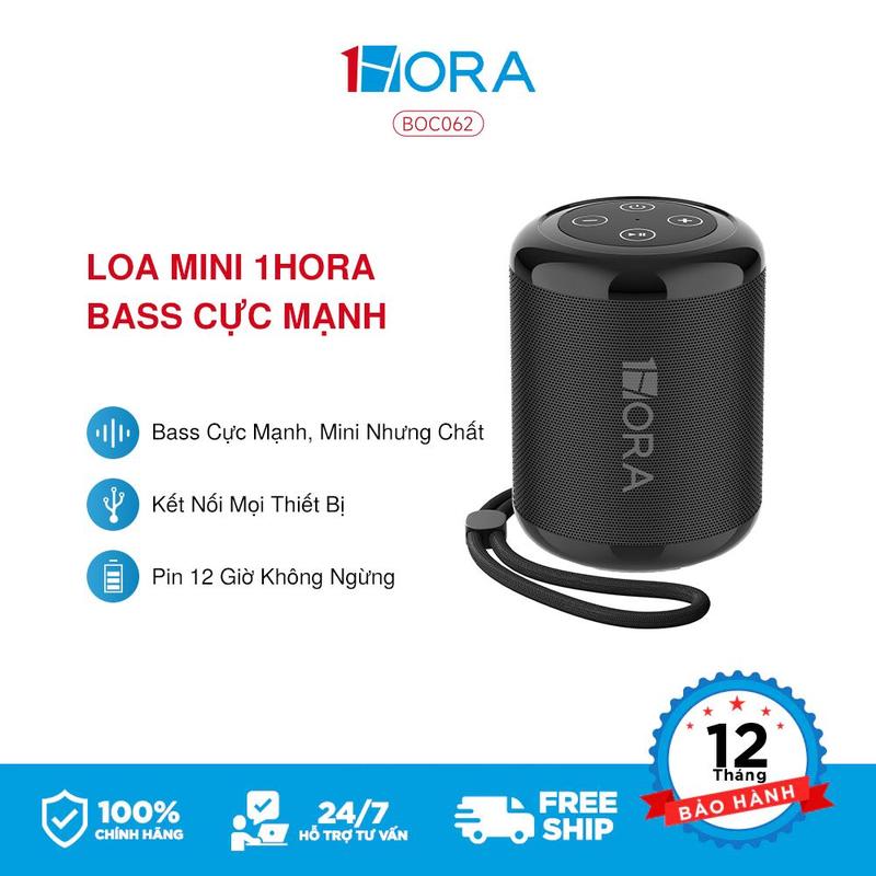 【24H Shipping】【Bảo hành 12 tháng】1HORA BOC062 Loa Bluetooth Mini Bass Cực Đẩy Pin 12H Kết Nối Thẻ Nhớ USB AUX 3 Trong 1 Âm Thanh Mạnh Mẽ Thiết Kế Nhỏ Gọn