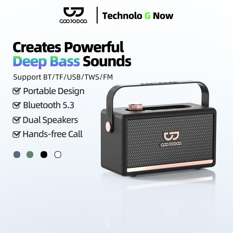 Loa Bluetooth Không Dây, GOOJODOQ, Loa Kép 52Mm, Âm Trầm Sâu, Hỗ Trợ Thẻ TF / USB / FM, Thiết Kế Cầm Tay Tiện Lợi, Nhẹ Và Cầm Tay, Lý Tưởng Cho Âm Nhạc, Phim Và Cuộc Gọi Rảnh Tay, Dung Lượng Pin 1500mAh