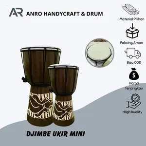 Kendang jimbe 30 cm coklat Ukir  mainan Gendang   anak