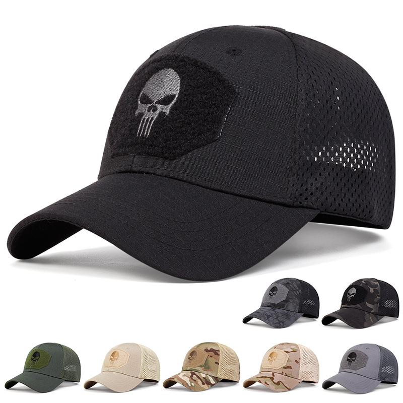 Product Introduction of 2024 Dragon Year New Popular Military Fans Outdoor Camouflage Baseball Mesh Cap Special Forces Tactics Camouflage Hat Skull Sun-Proof Velcro Peaked Cap Sports Outdoor Hat 0