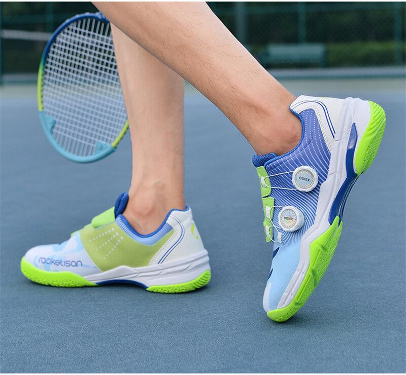Product Introduction of 36-46 Professional Badminton Shoes for Men Double Rotating Buckle Tennis Shoes Wear-resistant Non-slip Table Tennis Shoes Couple's Training and Competition Sneakers Plus Size 25