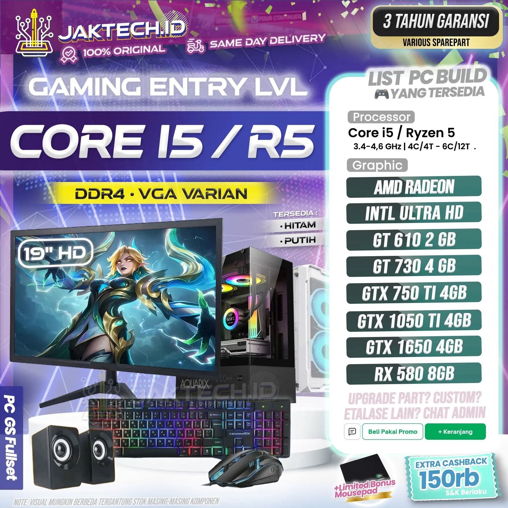 cpu core i5 ram 8gb vga 2gb ddr5 gaming pubg GTA v - Shop | Tokopedia