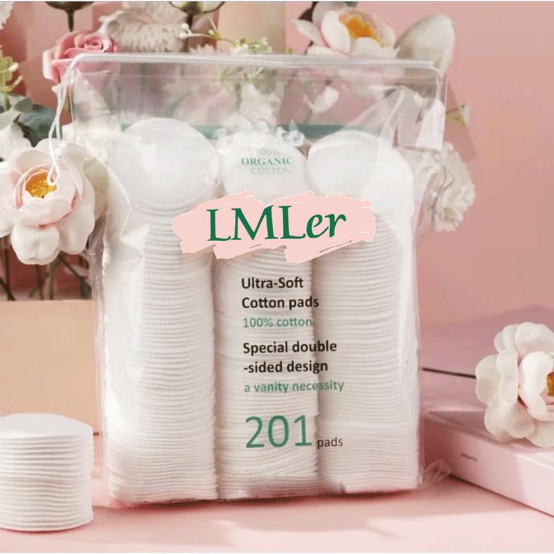LMLer Bông Tẩy Trang LMLer 201 Miếng Hai Mặt Không Xơ Bông Cotton Tự Nhiên Túi Đựng 201 Miếng Có Dây Rút Bảo Vệ Miếng Tẩy Trang