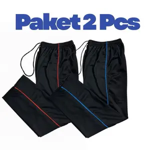 Celana Training Panjang Olahraga Pria Wanita Hitam Strip Warna Stylis Elegan Gym Lari Voly Paket 2 Pcs