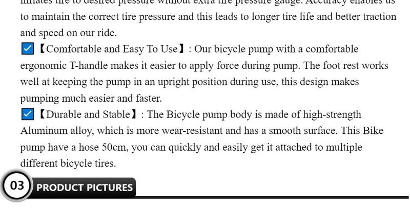 Product Introduction of SG Fast DeliveryBicycle Floor Air Pump With 160PSI Gauge  High Pressure  Cycling Bike Air Pump Inflator Road Bike Cycling Air Pump Tire Ball Inflator Alloy 2