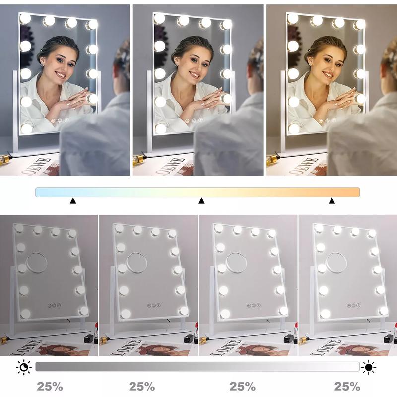 FENCHILIN Hollywood Vanity Make Up Mirror with 12 LED Lights 360° Rotation Decor 1
