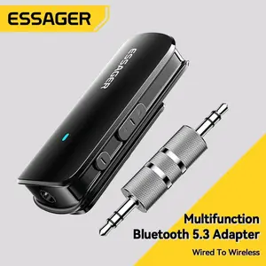Esseager Bluetooth 5.3 penerima 3.5MM Aux Headphone Ke Adaptor Bluetooth Kompatibel Dengan Kartu TF-Hitam