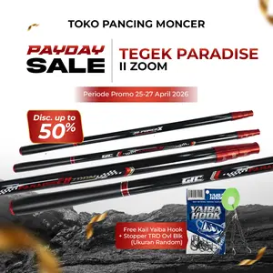 TEGEK PARADISE II ZOOM NEW Full Carbon Series Kuat Ringan Super Sensitif 360-720 CM Mancing Rawa Sungai Kolam Muara Waduk Gratis Sarung & Gantungan Belakang | TZ