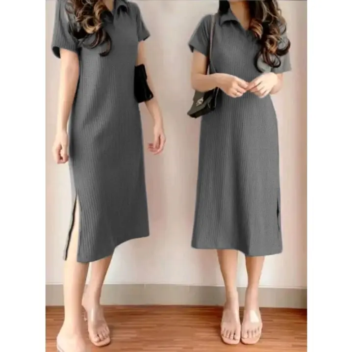DRESS KNIT MATILDA KERAH MODEL KOREAN -DRESS WANITA REMAJA DEWASA JUMBO 0
