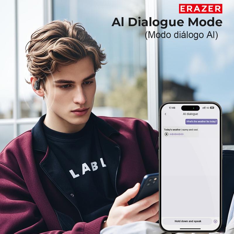 ERAZER XP6 AI Smart True Wireless Bluetooth Headset V5.4 TWS AI Real-time Translation Conversation Downloadable APP Download LED Touch Screen OWS Headphone Olahraga Gaming 5