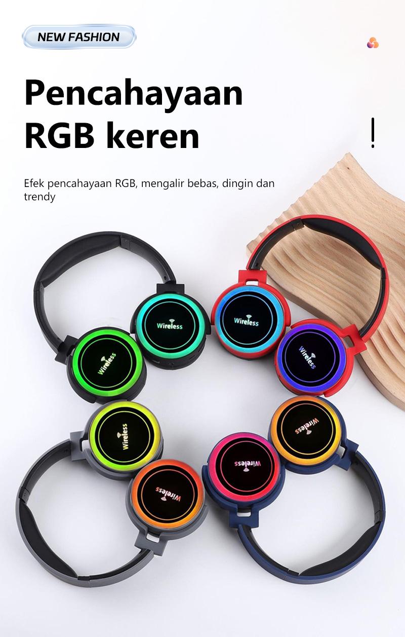 Headphone Bluetooth nirkabel over-ear dengan masa pakai baterai yang sangat lama dan peredam bising, kompatibel dengan ponsel