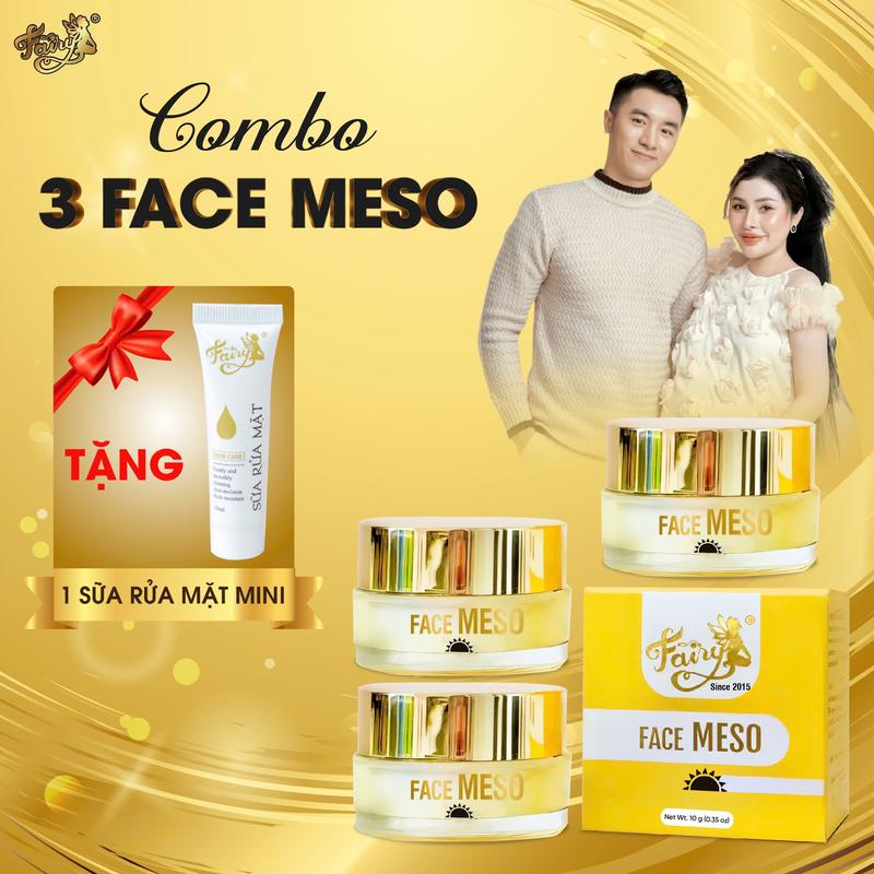 Combo 3Kem FACE MESO Tặng 1 tuýp Sữa Rửa Mặt Mini Hỗ trợ Trắng Sáng và Căng Bóng Da