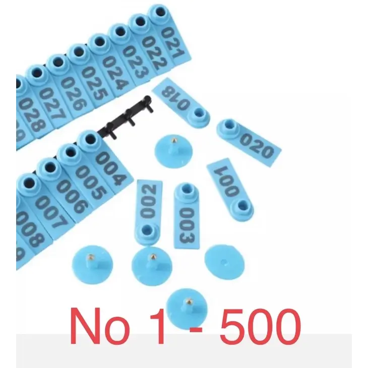 Blue 500 Pcs Tag Kuping Kambing Domba Sapi Hewan Ternak Ear Tags Sheep Goat Pig Eartags Laser Type Copper Head Earrings Farm Animal Supplies Tracking | 2.007.0680 | 03096 Blue