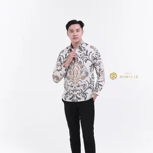 BATIK NAWILIS Kemeja Katun Pria SlimFit Lapis Furing Premium Motif DAUN KANAKA