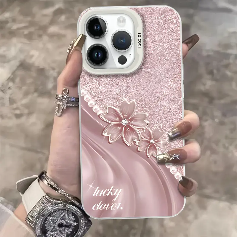 CASING FL0WER P1NK FOR IPH0NE OPP0 V1V0 INFIN1X S4M5UNG RE4LME REDM1 BUNGA LUCKY MANIK-MANIK PEARLS TERKINI PREMIUM NEW CASE CYK0456 4