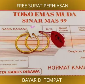 anting wanita terlaris emas muda motif gipsi ukir dapat surat toko bisa cod