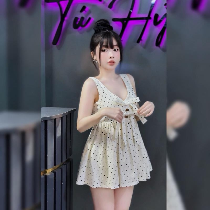 TÚ HỶ G89 SET BABYDOLL ĐẦM NGẮN XOÈ CỔ V NƠ ,QUẦN NGẮN