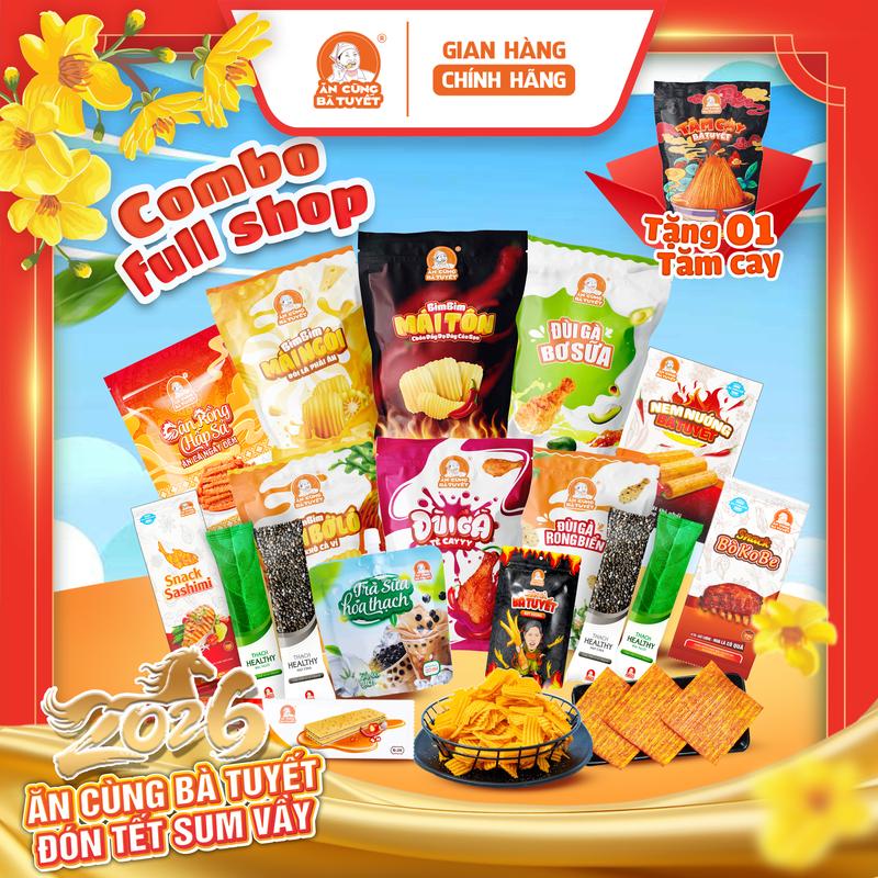   Tặng 1 gói bim bim tăm cay  Combo FULL SHOP Ăn Cùng Bà Tuyết gồm 17 sản phẩm snack bim bim snack ướt - ĂN CÙNG BÀ TUYẾT M90 