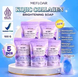 [5 PCS] Mefloar Sabun KOJIC Soap Collagen Original Mencerahkan Memutihkan Kulit Sabun Wajah dan Badan