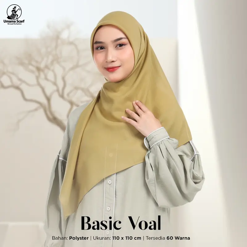 Umama Basic Voal jilbab segi empat 110x110cm Hijab seragam polos bisa GROSIR katun lembut Nyaman Sekolah Muslim kerudung Square 3