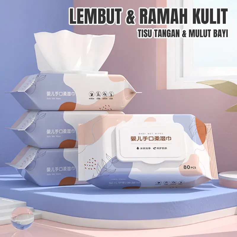 Tisu basah/tisu basah bayi/80 per bungkus Wipes mudah mengurai ruang belajar
