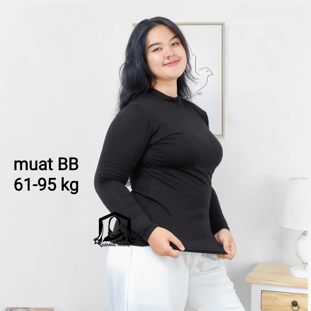 Manset Baju Polos Lengan Panjang Jumbo Bahan Spandek Rayon Premium Slim-fitting