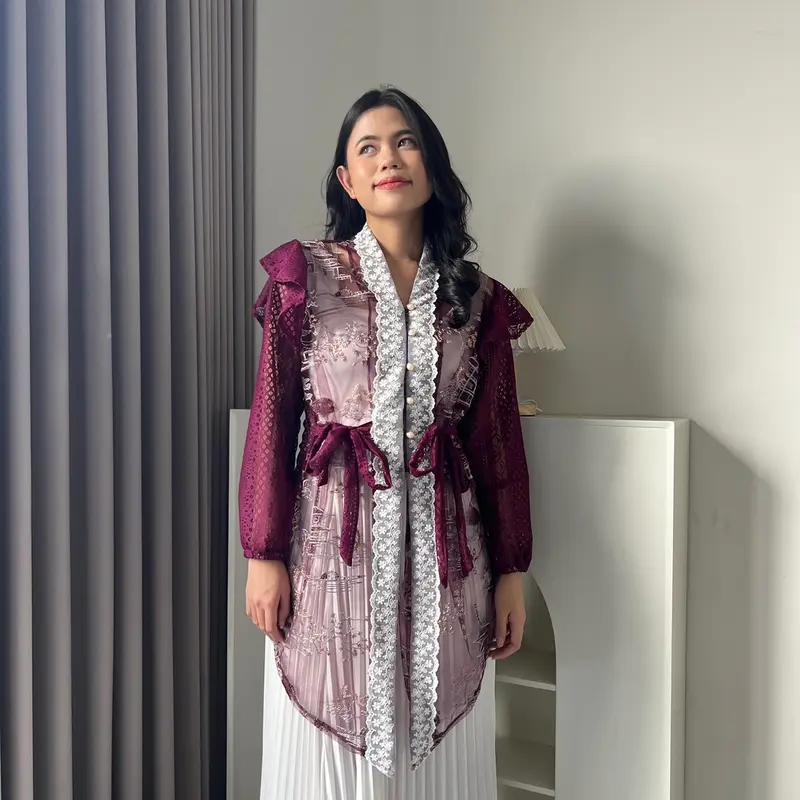 Hoolaqueen - Kebaya Outer Malika - Outer Tile Renda - Atasan Kondangan - Kebaya Renda Tile 0