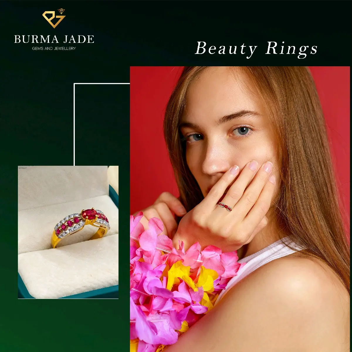Natural Rubies Ring with 18K Yellow Gold