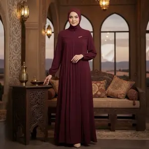 Azzahra Dress Bahan Malaga Sutra Eklsusif By Queena Luxury Gamis Polos Formal Muslim  Kondangan
