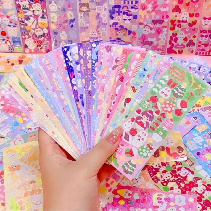  10 tấm sticker lấp lánh cute dễ thương hoạt hình dùng để dán sổ tay ghi giấy note dán tường ngẫu nhiên 