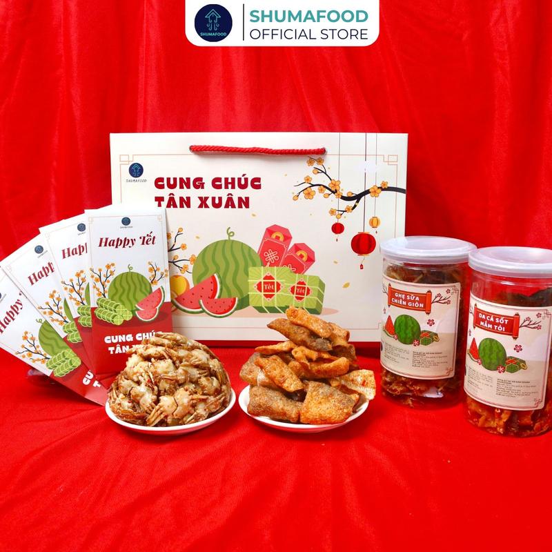   Mua 1 tặng 1  Mua 230g Khô Ghẹ sữa chiên giòn tặng 140g khô Da Cá mắm tỏi thơm ngon ShumaFood Snack ăn vặt 