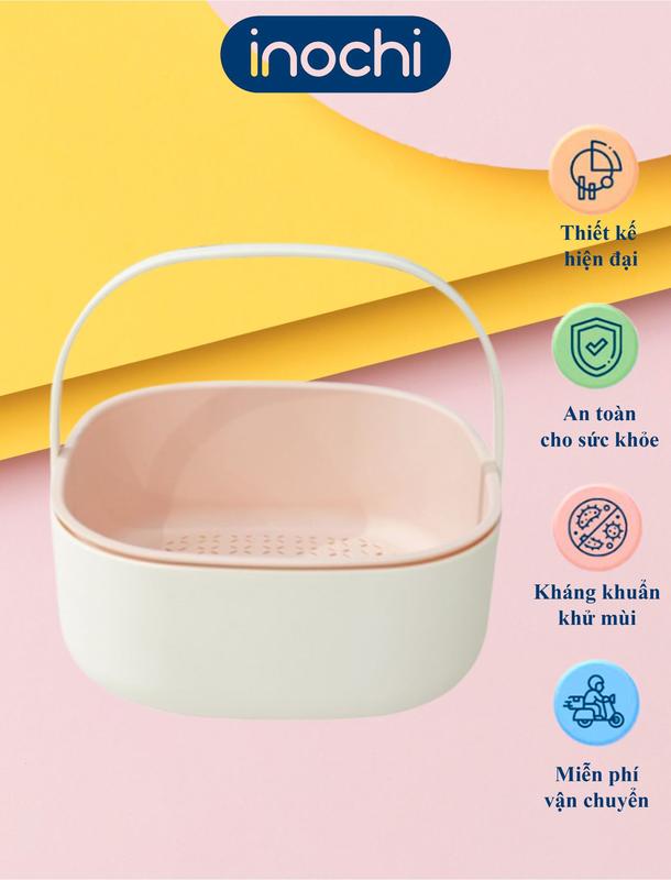 [INOCHI] Bộ thau rổ có quai xách inochi Yoko 27cm, nhựa nguyên sinh cao cấp, kháng khuẩn khử mùi, an toàn sức khỏe.