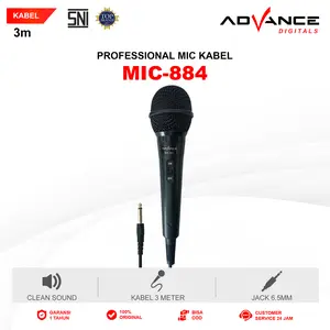 【COD】Advance MIC-884 Mic Kabel Jack Mic 6.5mm Panjang Kabel 2.9 Garansi Resmi 1 Tahun Colokan Hitam Microphone  Plastik  Mikrofon  Mik