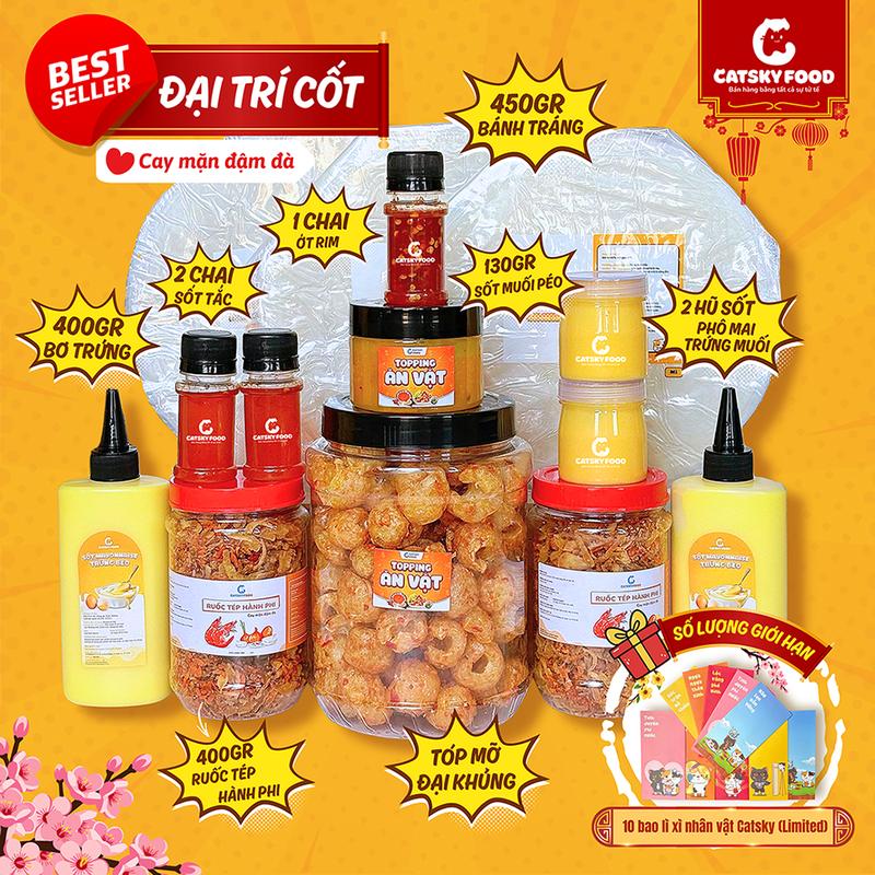   Deal Live Tết   Combo Đại Trí Cốt - Bánh Tráng Phơi Sương Catsky Ruốc Tép Khô Hành Phi Hương Vị Đậm Đà Bơ Trứng  Đồ Ăn Vặt Snack Food 