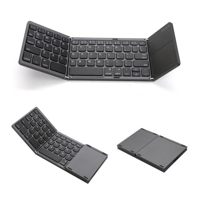 Keyboard Bluetooth Lipat / Foldable Wireless Keyboard with Touchpad - Kompatibel Windows Android iOS