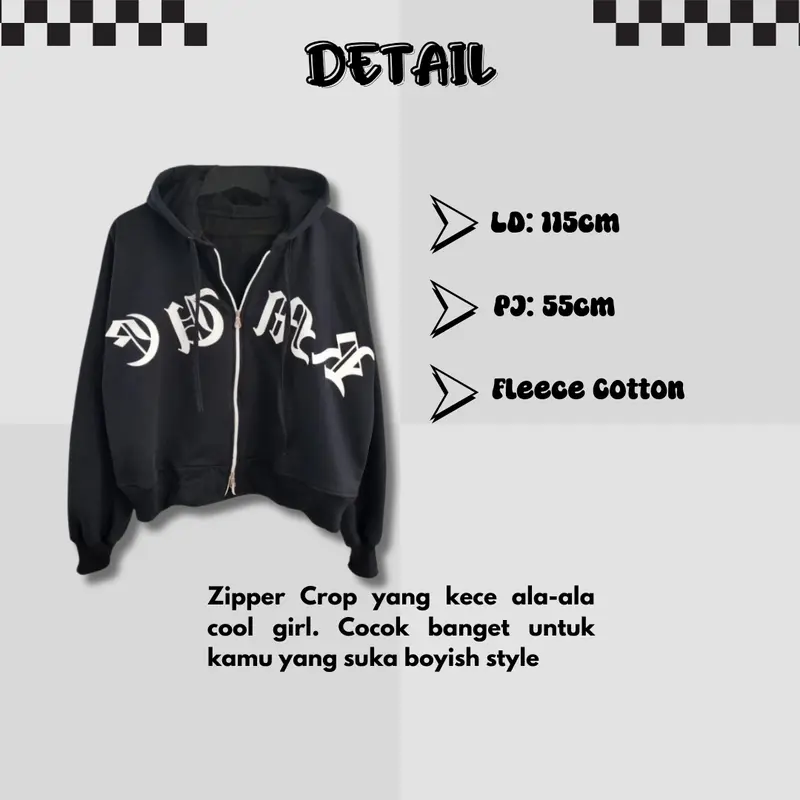 Baju Setelan Wanita Keren Cool Girl Outfit  Terbaru 2025 - Zipper Crop + Celana Cutbray Jeans |RD086| 3