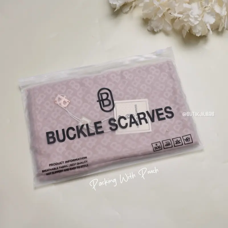 HIJAB BUCKLE EMBOSS | PACKING WITH POUCH | HIJAB WITH METAL LOGO | HIJAB VOAL EMBOSS 6