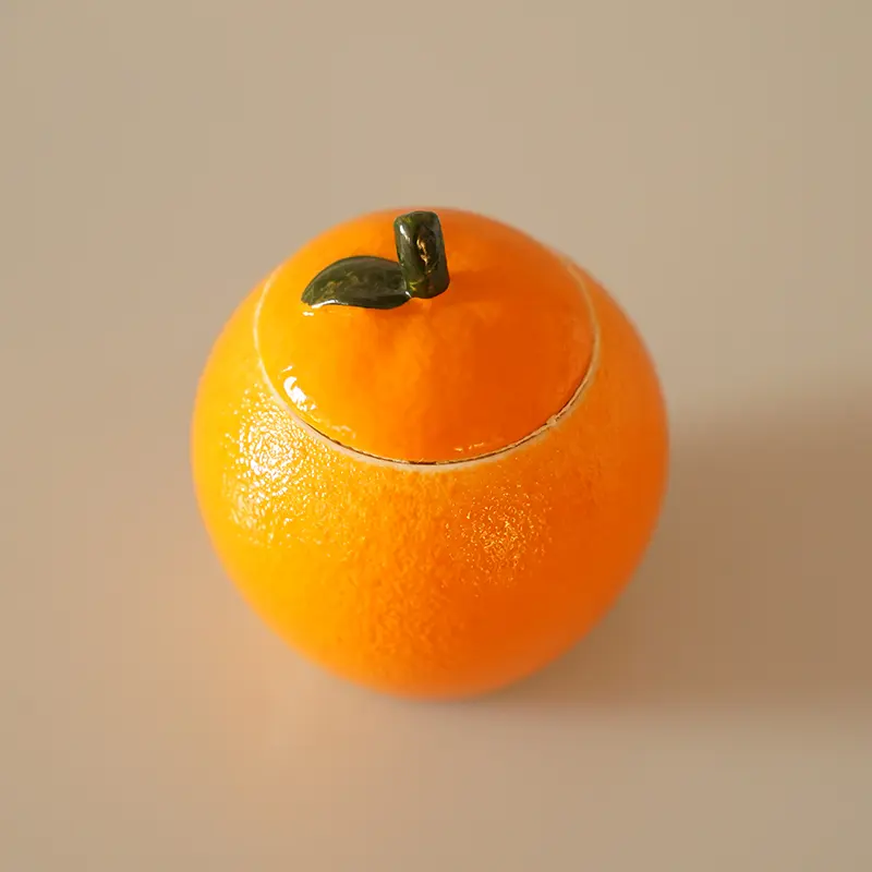 Tea can,orange porcelain tea can-G1327