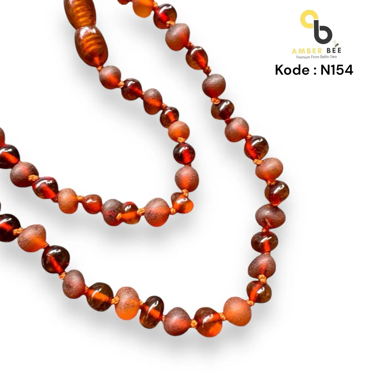 Kalung Amber Pereda Nyeri Tumbuh Gigi Bayi dan Anak Premium Mix Combine Cognac N154 By Amber Bee