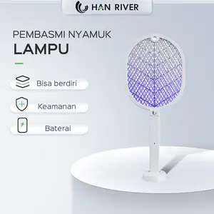 HAN RIVER Raket nyamuk 2 in 1 Mosquito killer HRDWP01WT putih Baterai Listrik Ungu