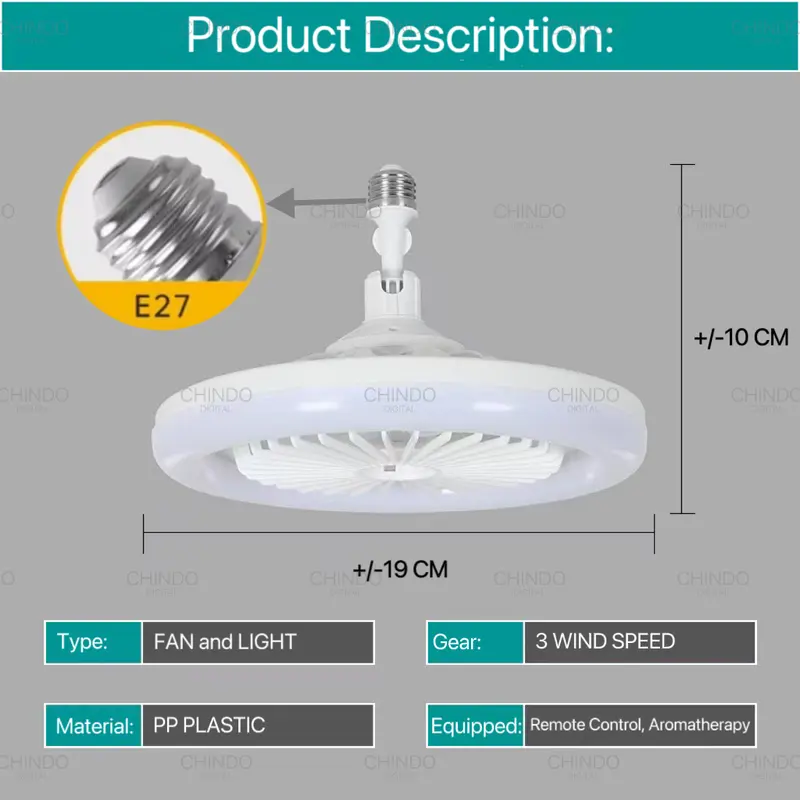 CID Lampu Kipas Angin Remote 2in1 Multifungsi Lampu Plafon Lampu Kipas LED Lampu Timer E27 6