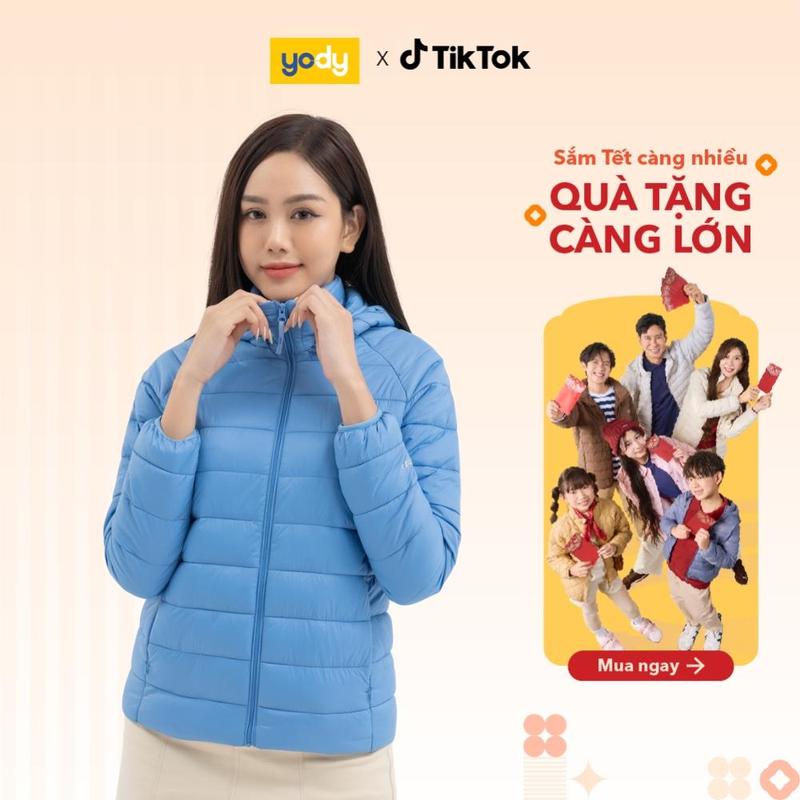 YODY Áo Phao Nữ 3S 3 Lớp Có Mũ Siêu Ấm Siêu Nhẹ Tay Raglan PHN6014