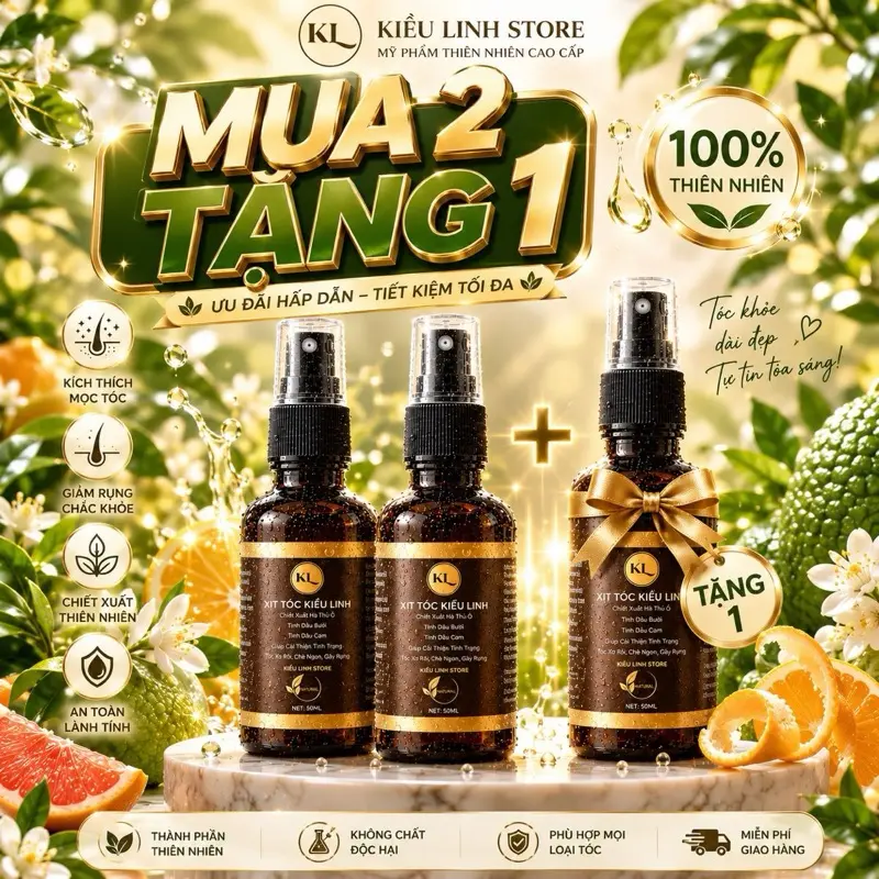 (Bản Cải Tiến) Xịt Tóc Kiều Linh ( Hỗ Trợ Giảm Rụng - Dưỡng Nang - Kích Thích Mọc Tóc )