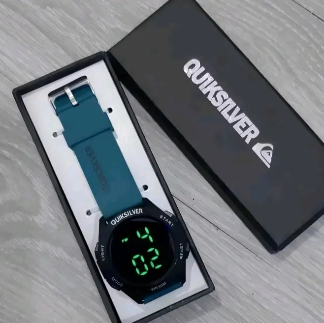QS Jam Tangan Digital LED Anti Air Rubber Sport QuikSilver Water Resist S1305 untuk Pria dan Wanita - Waterproof Watches Karet kait udang wajah   tanggal hari jam tangan unisex square melting watch