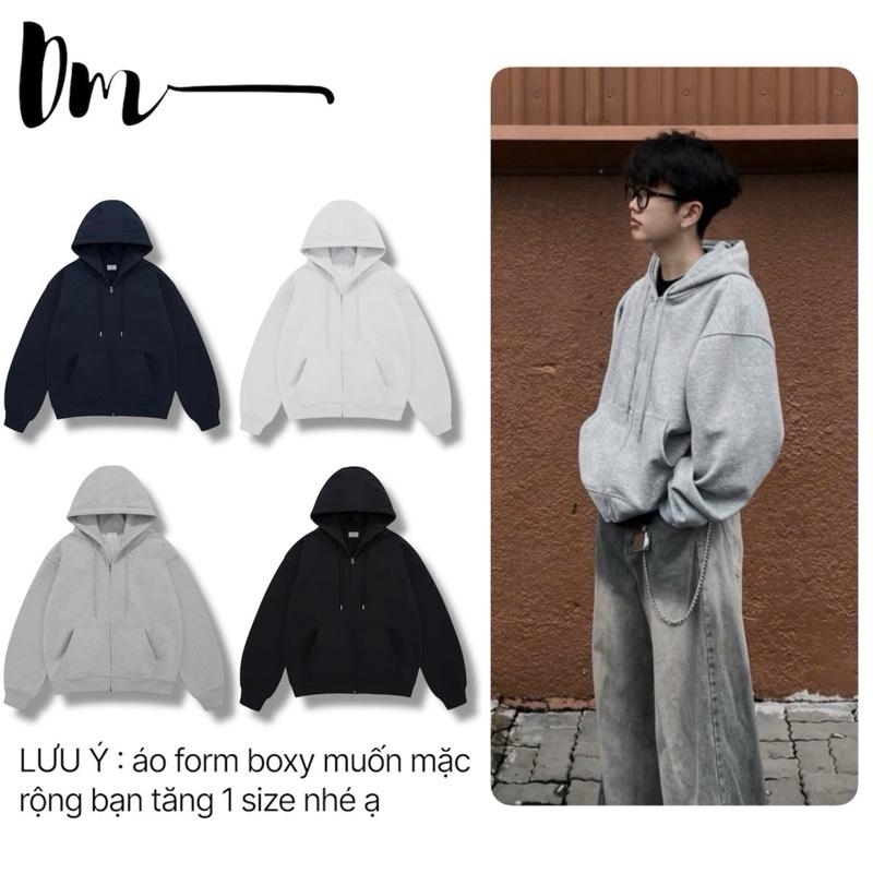 Áo khoác nỉ 2 da Hoodie Zip chống nắng nam nữ form boxy không xù lông,mặc được 4 mùa Menswear.DM_03