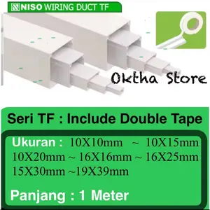 KABEL DUCT TF 10X10MM /10X15MM /10X20MM /16X16MM/ 16X25 MM /15X30MM/ 19X39MM TC PROTECTOR NISO TRAY + DOUBLE TAPE  DUCTING 1 meter